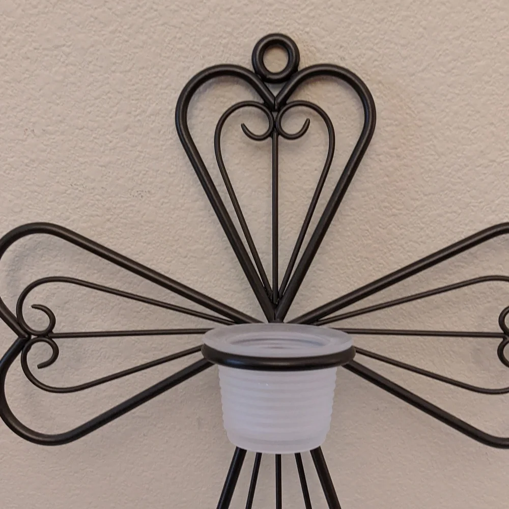 PartyLite Metal Scroll Cross Wall Sconce Votive Candle Holder Black Religious